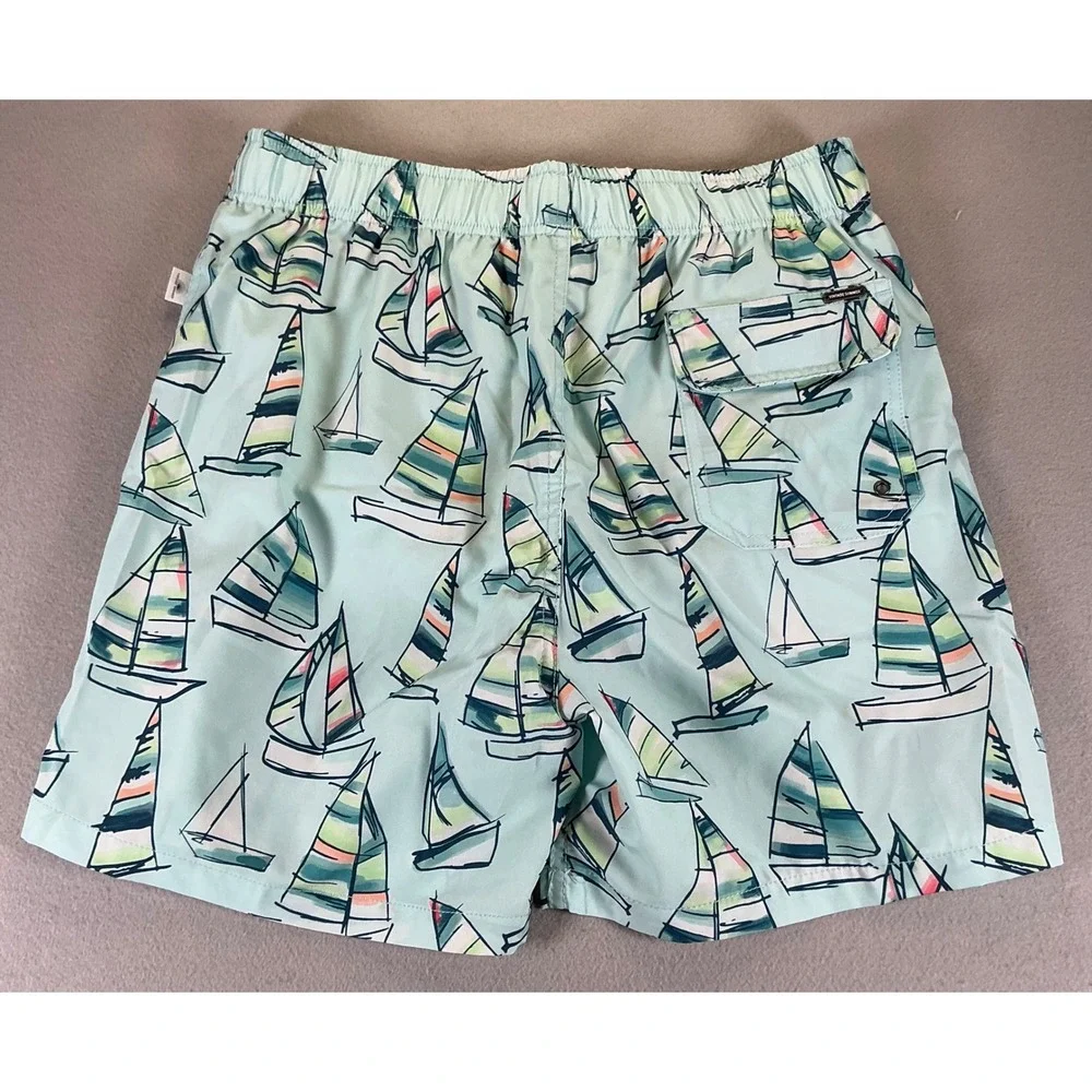 Vintage Summer Swim Trunks Men's Large NWOT Sailboat Print Beach Shorts